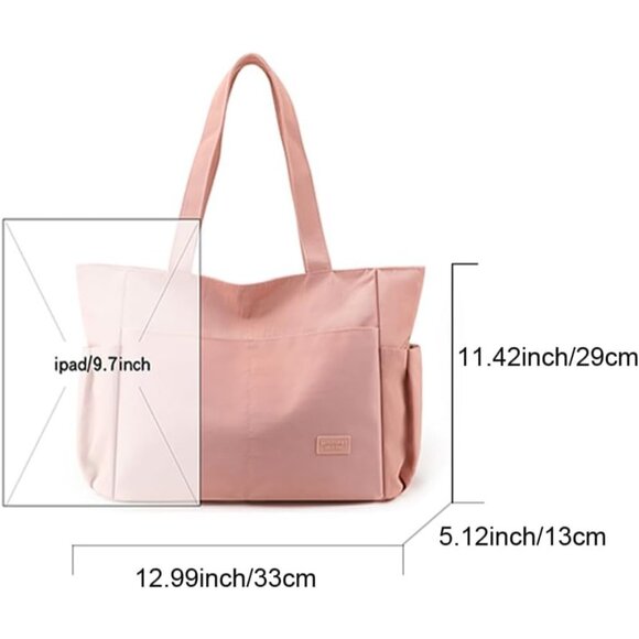Women's Pink Large Purse Tote Bag Lightweight Handbag Satchel Shoulder Bag - Picture 3 of 7